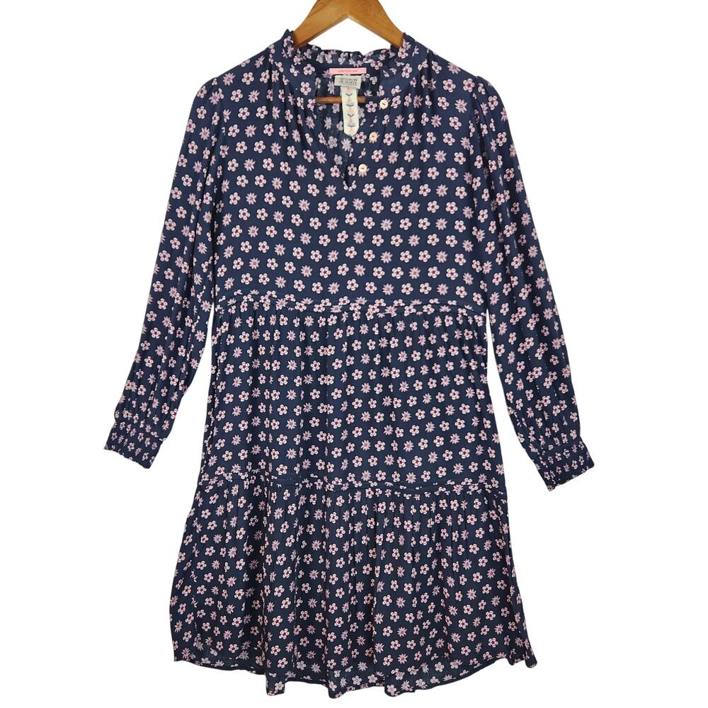 Scotch & Soda Dress Girls SZ 14 Park In Bloom Floral Maxi Dress Blue Long Sleeve